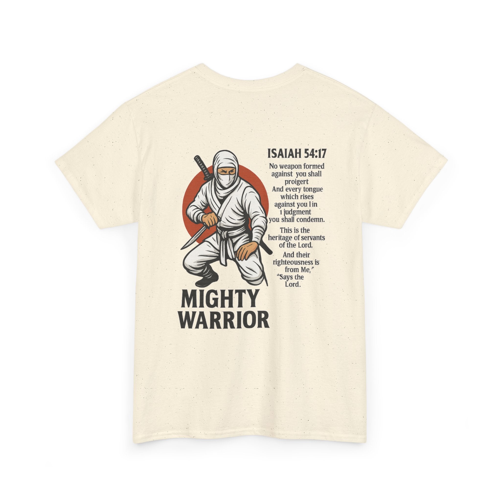 Christian Tee - Mighty Warrior Isaiah 54:17 Unisex Heavy Cotton Tee