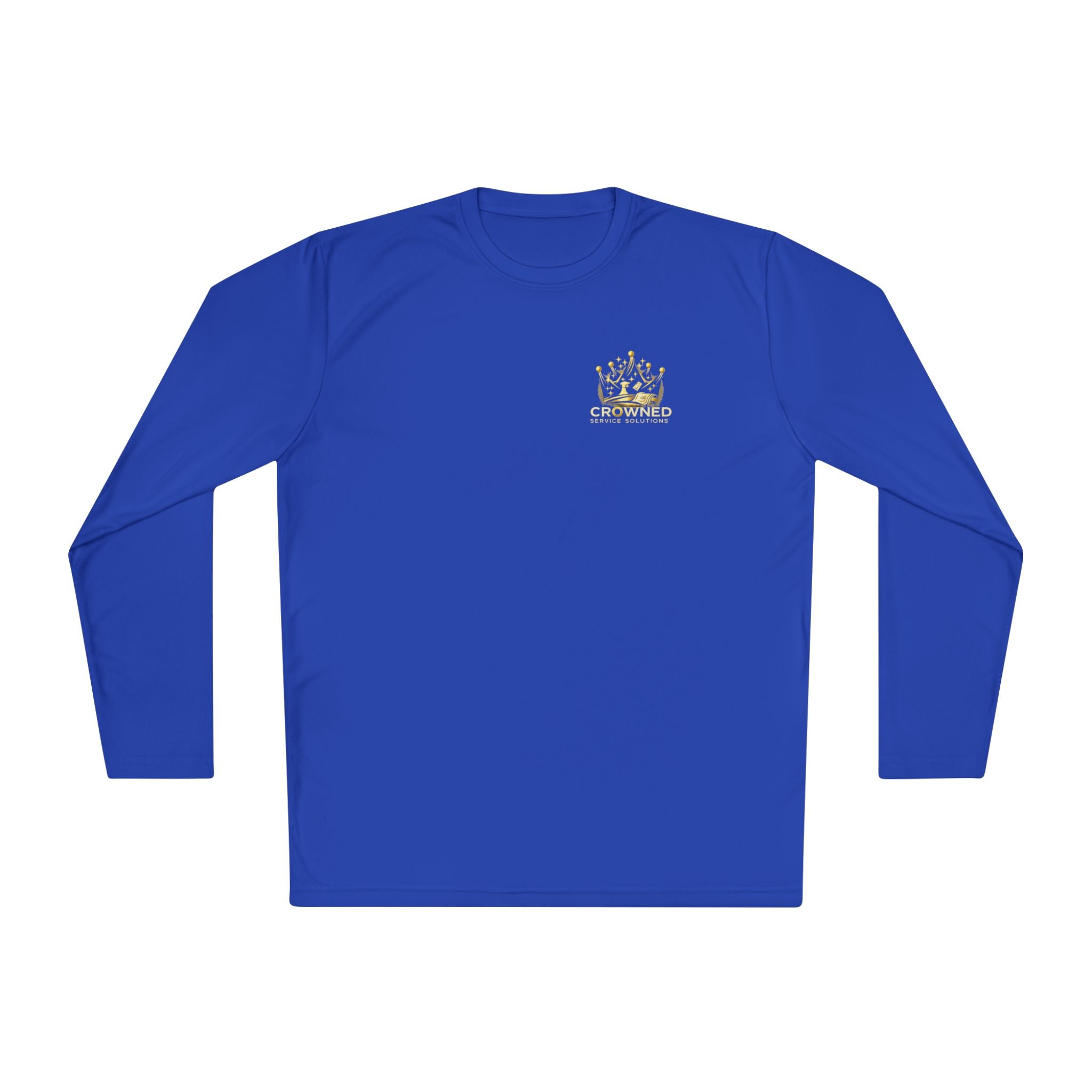Crowned Service Solutions Long Sleeve Tee — Gold Crown Logo Work Shirt