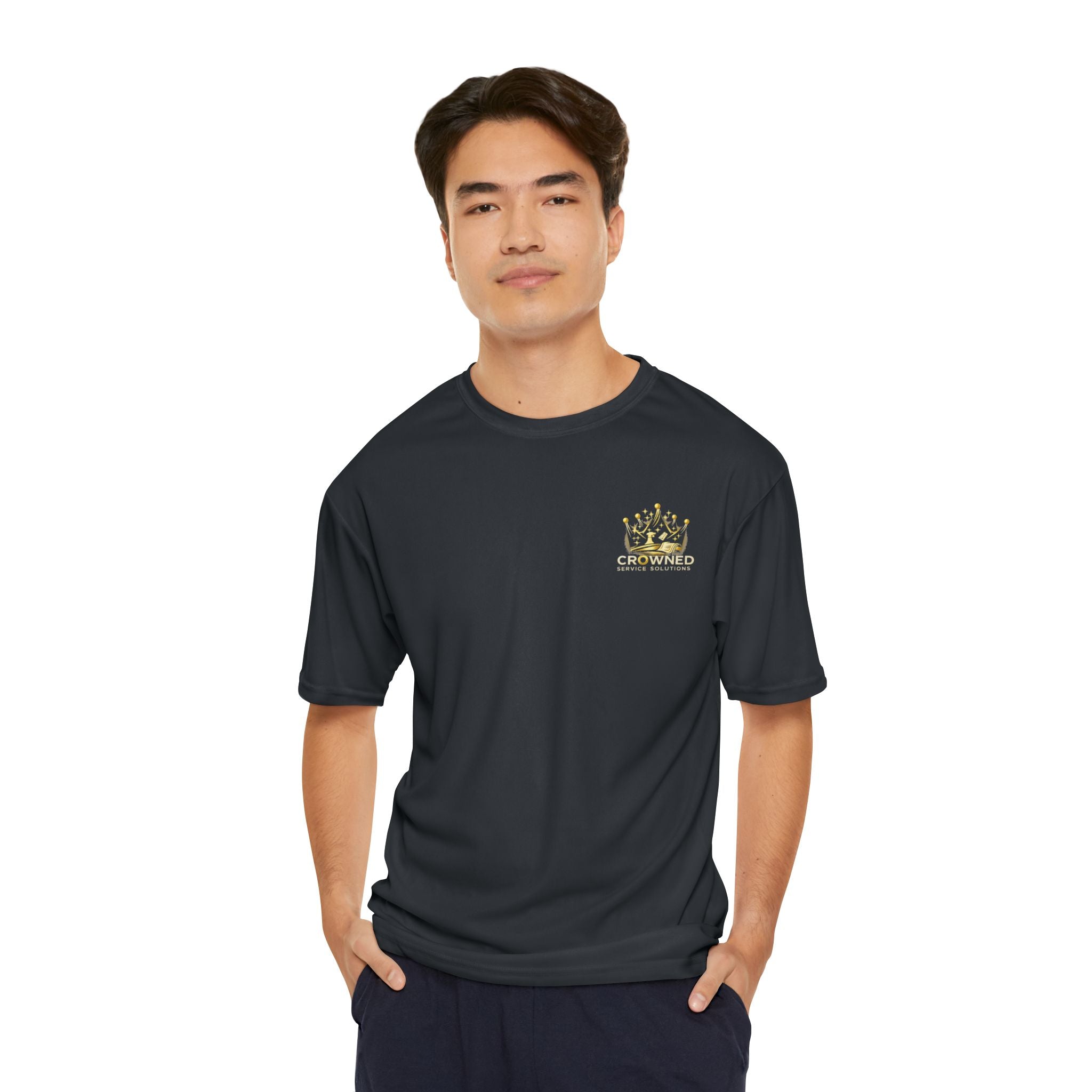 Crowned Service Solutions Performance T‑Shirt — Branded Work Tee with Logo & Contact
