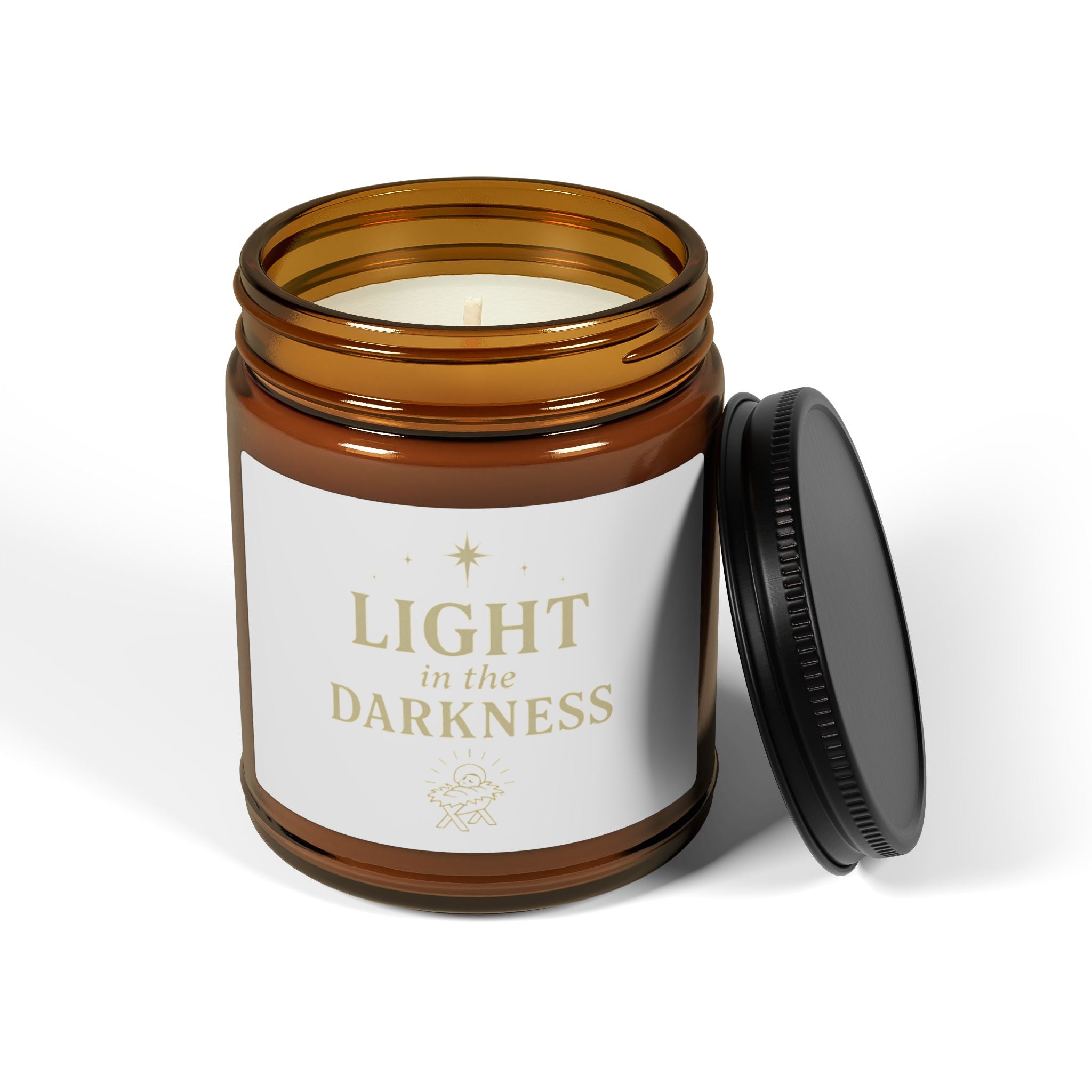 Light in the Darkness Scented Soy Candle — Amber Jar (Comforting Aromatherapy Gift)