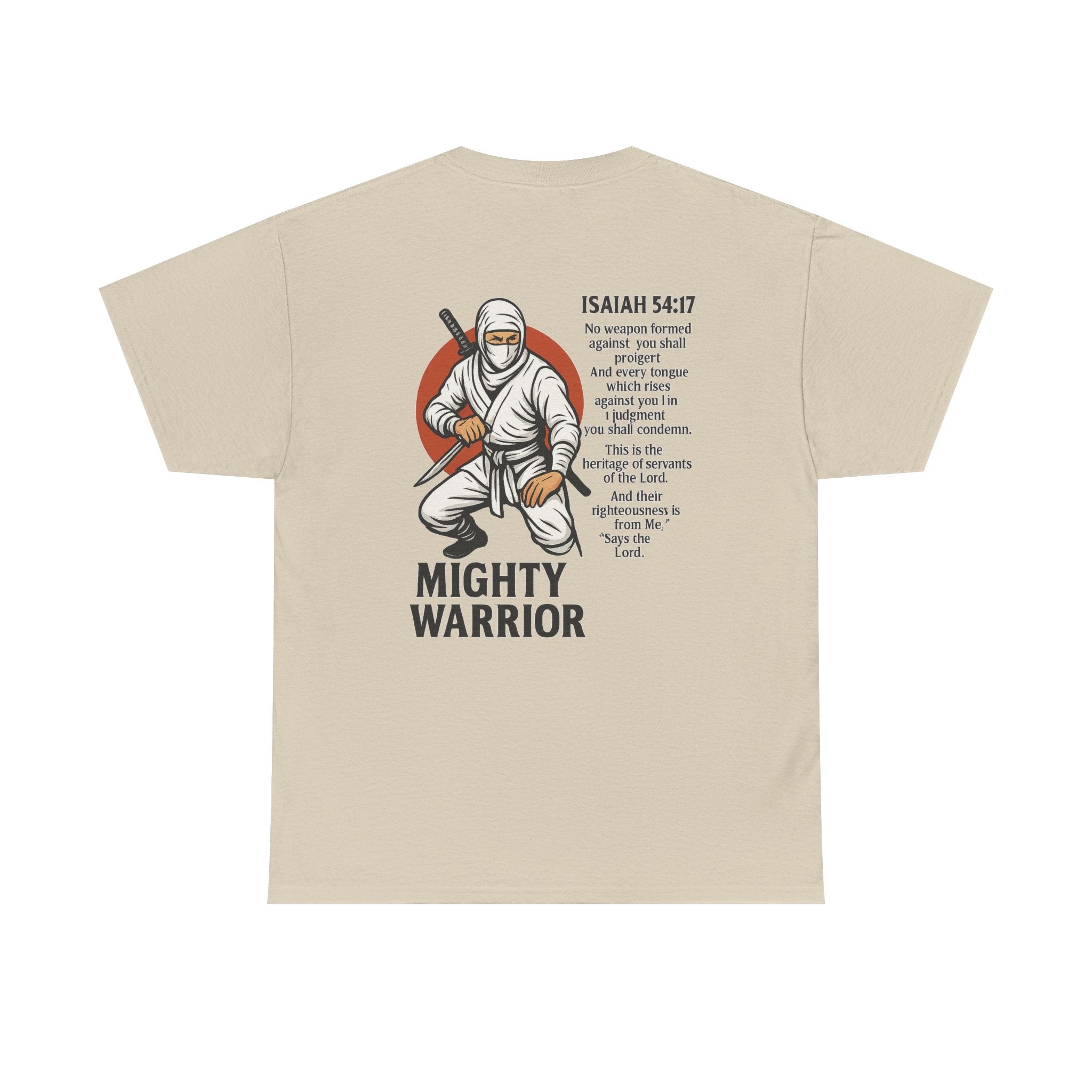 Christian Tee - Mighty Warrior Isaiah 54:17 Unisex Heavy Cotton Tee