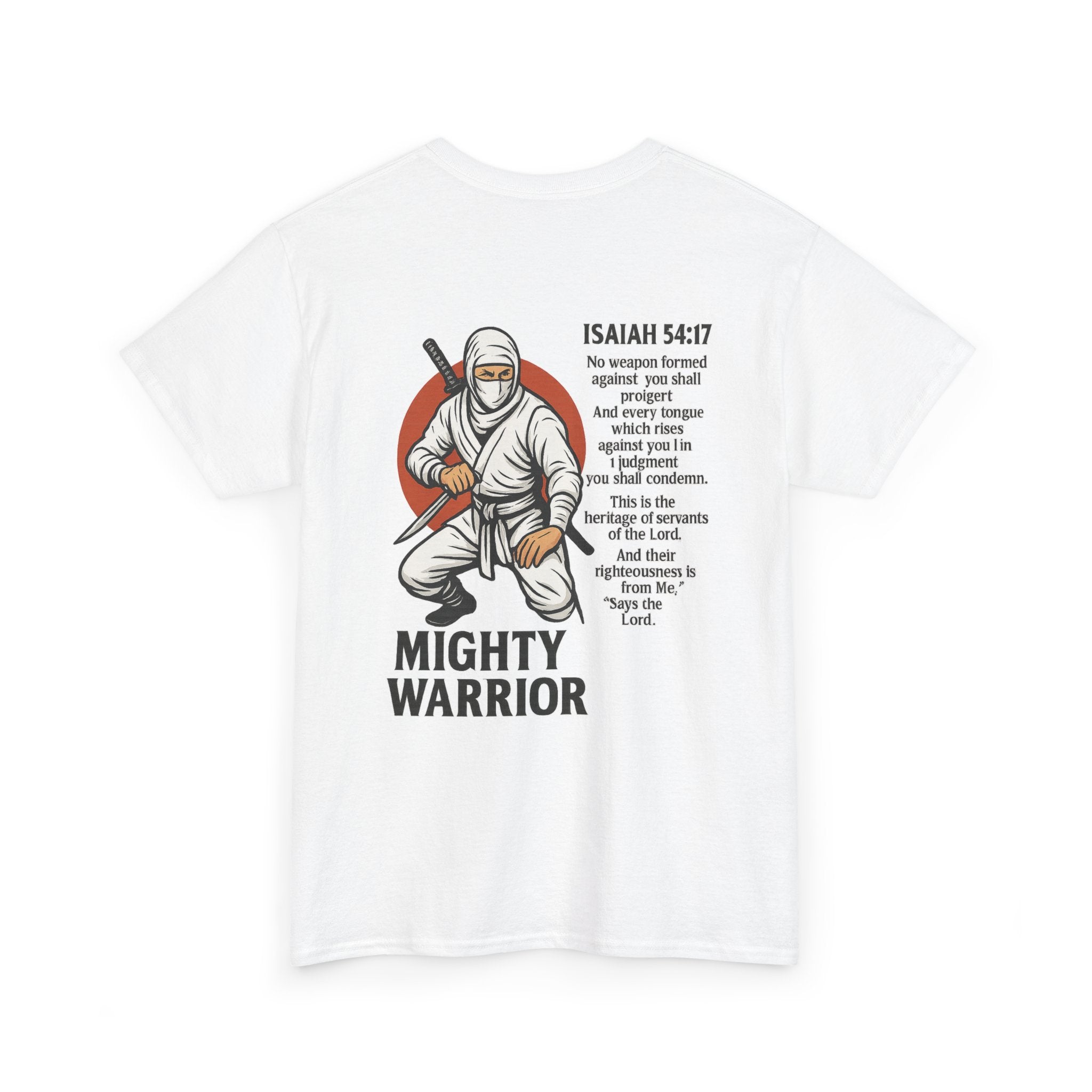 Christian Tee - Mighty Warrior Isaiah 54:17 Unisex Heavy Cotton Tee