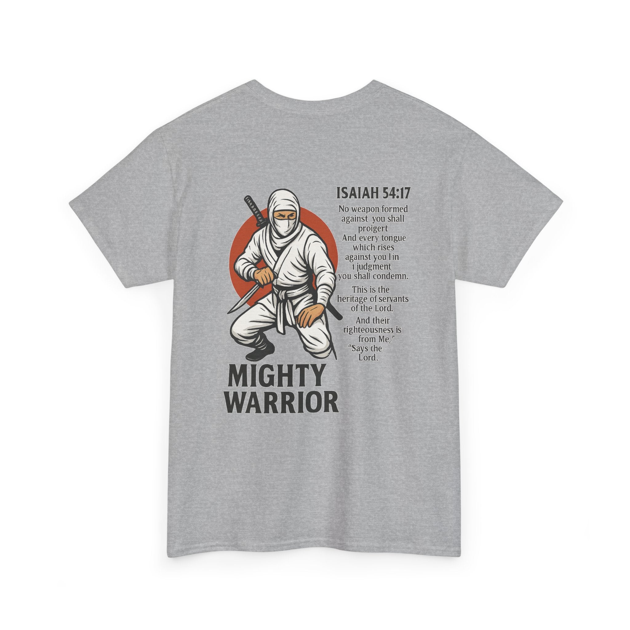 Christian Tee - Mighty Warrior Isaiah 54:17 Unisex Heavy Cotton Tee