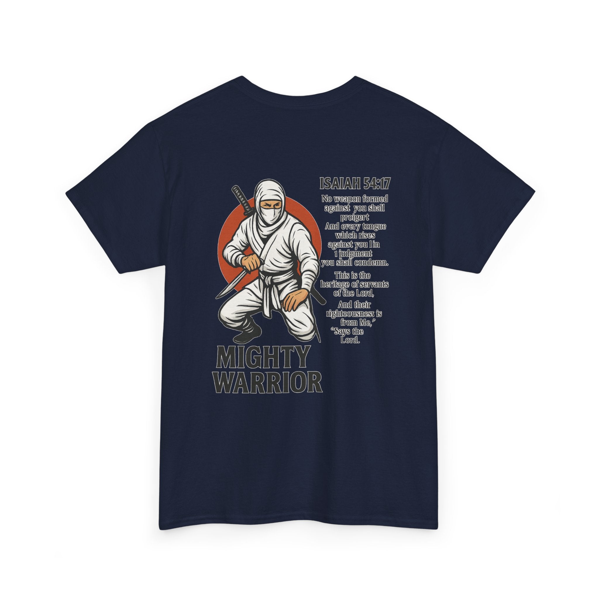 Christian Tee - Mighty Warrior Isaiah 54:17 Unisex Heavy Cotton Tee