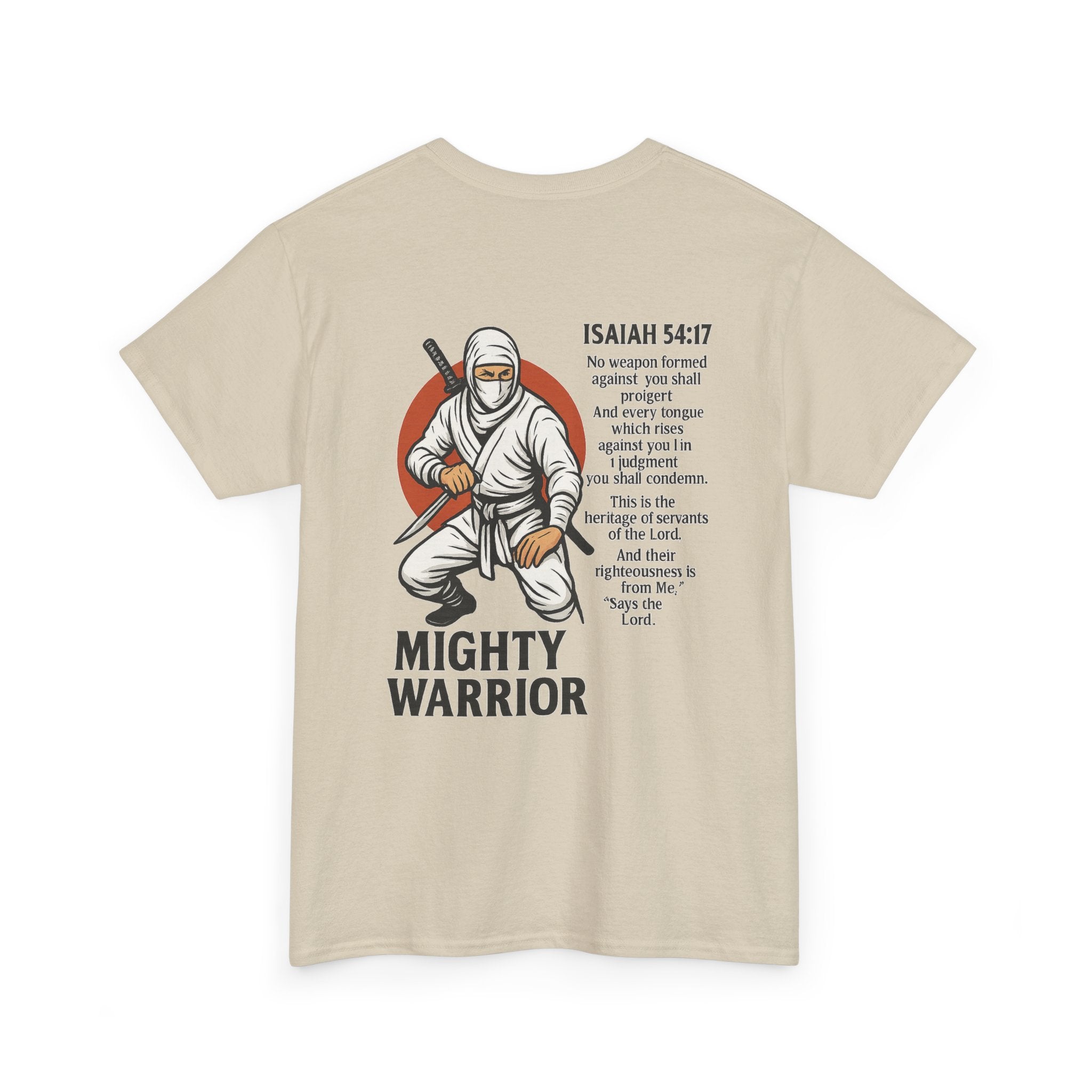 Christian Tee - Mighty Warrior Isaiah 54:17 Unisex Heavy Cotton Tee