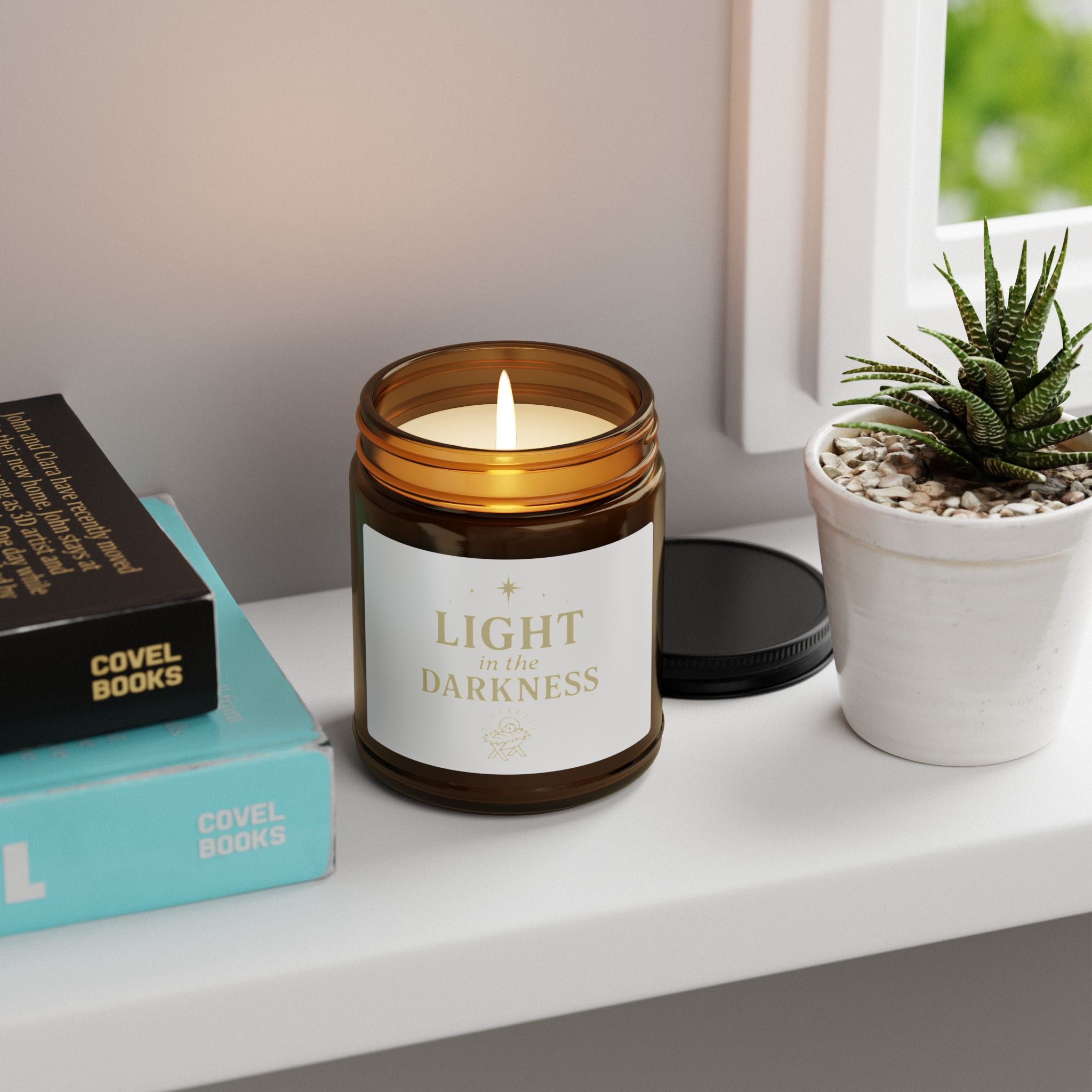 Light in the Darkness Scented Soy Candle — Amber Jar (Comforting Aromatherapy Gift)