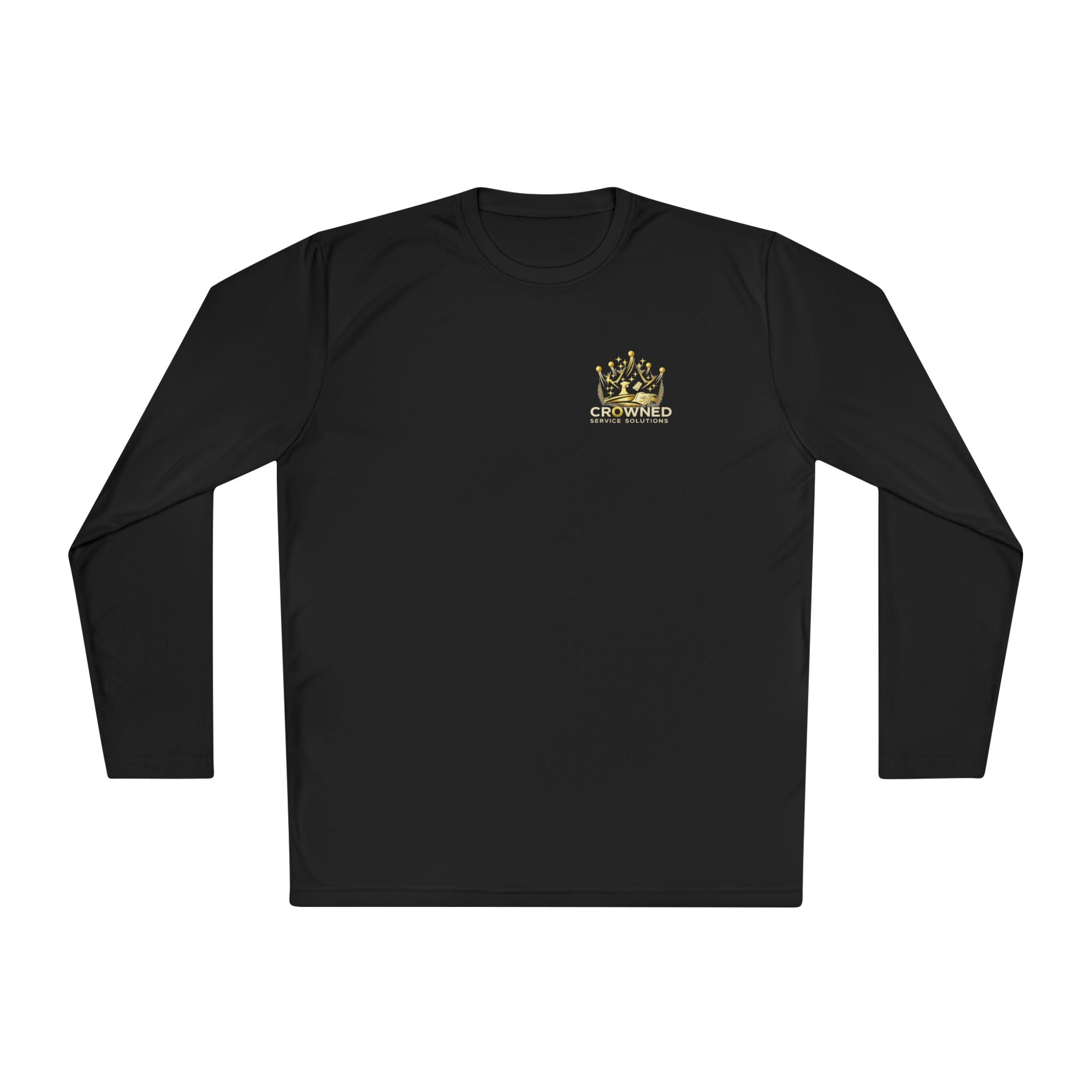 Crowned Service Solutions Long Sleeve Tee — Gold Crown Logo Work Shirt