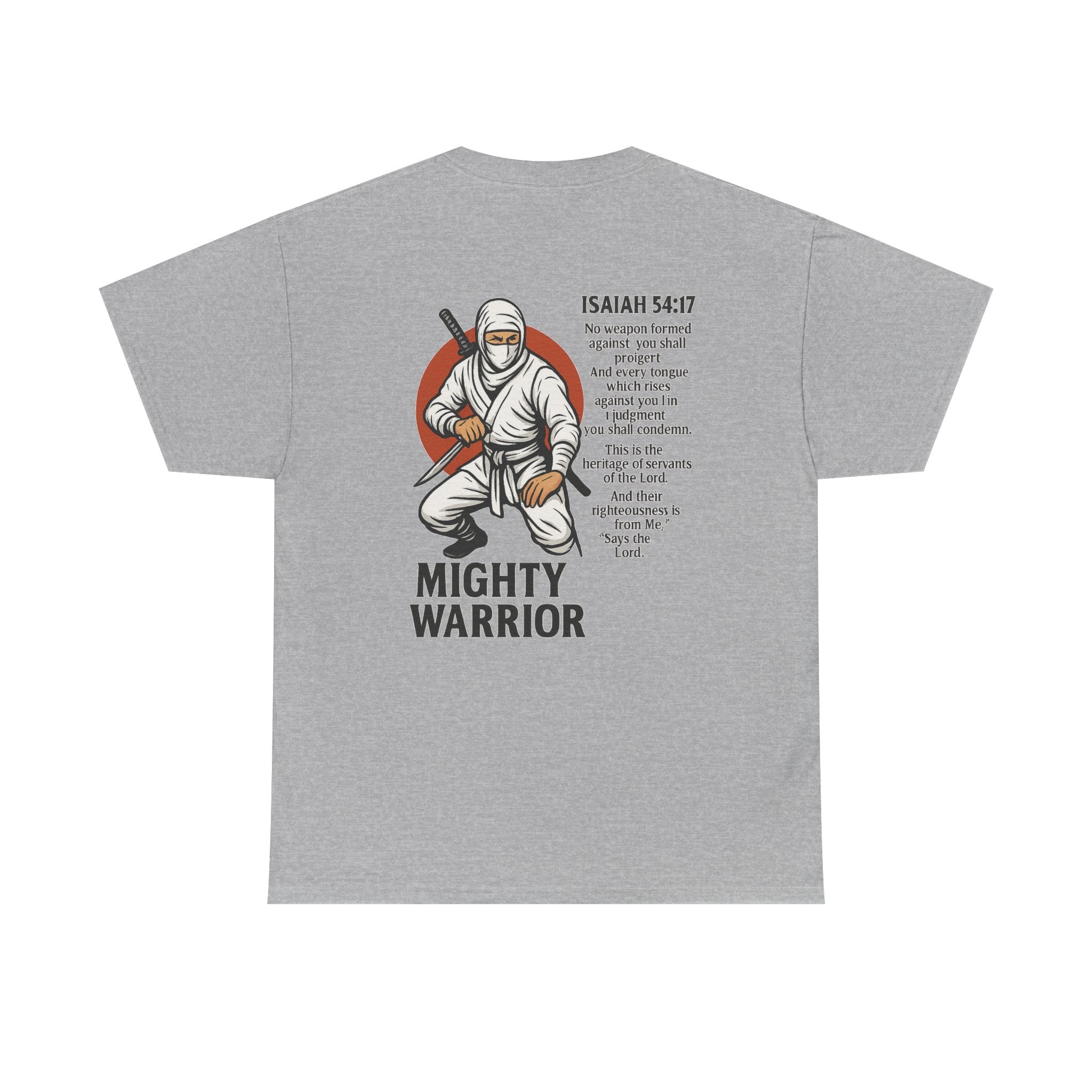 Christian Tee - Mighty Warrior Isaiah 54:17 Unisex Heavy Cotton Tee